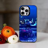 Anime C-Cyberpunk E-Edgerunners Phone Case For iPhone 17,16,15,14,13,12,11 Plus,Pro Max,XS,Colored Silver Plated Inside Cover iPhone16pro blue
