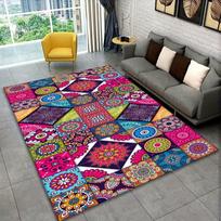 Bohemian Mandala Floral Area Rug Colorful Vintage Style Carpet Non Slip Washable for Living Room Bedroom Home Decor 80X120CM