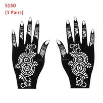 1 Pair Hot Sale Mehndi Indian Style Beauty DIY Body Art Temporary Hand Decal  Stencils Henna Template Sticker gray