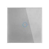 Tuya 1Gang 2Way Stair Smart Wall Switch Wifi Zigbee Touch Light Switches  Toughened Glass 2Way  EU/UK Standard (Grey,4gang&zigbee neutral) pilka