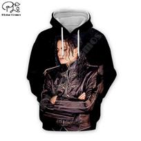 PLstar Cosmos Pop Karalius Michael Jackson laisvalaikio gatvės stiliaus megztinis spalvingas 3D spaudinys Užtrauktukas/Su gobtuvu/Džemperis/Striukė/Vyrai Moterys s9 5XL gray