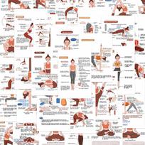 32Pcs English Yoga Posture Note Stickers, Dance Basic Skills Exercise Hand Account, Body Shaping, Record Daily Practice Plan gray