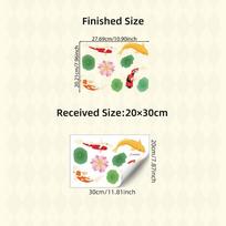 Koi Lotus Sticker Waterproof Self Adhesive Stickers Chinese Style Bathroom Bathtub Sink Wall Decor Stickers Bathroom Accessories beige