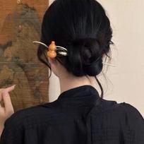 Chinese Style Gourd Tassel Hair Stick For Women Elegant Metal Chopsticks Hanfu Hairpin Ancient Style Hair Accessories as the picture black