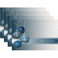 Blue Christmas Placemats, Blue Christmas Ball Snowflakes Illustration Woven Modern Placemats for Dining Table Kitchen Set of 4 4PCS gray