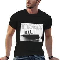 Titanic Ship Ship T-Shirt Plus Size Simple Casual Top S black