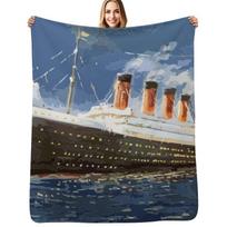 The most popular ship of all times, Titanic. Throw Blanket Stylish Warm Blanket for Living Room Bedroom 125cm*150cm gray