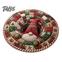 Holiday Area Rug Christmas 3D Rug, Illusion Round Decorative Crystal Velvet Floor Mat, Festive Carpet for Indoor Home Living Room Decoration Entryway 120cm L
