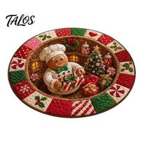 Holiday Area Rug Christmas 3D Rug, Illusion Round Decorative Crystal Velvet Floor Mat, Festive Carpet for Indoor Home Living Room Decoration Entryway 120cm K