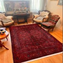 Dark Red Afghan Style Rug,Traditional Bohemian Area Rug Textured Soft Carpet Washable Non-Slip Area Rug Home Decoration Carpets 40x60cm