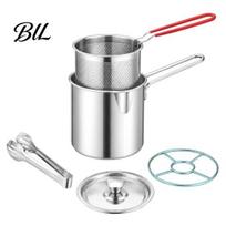 Small Stovetop Fry Pot for Home Stainless Steel Deep Fryer with Frying Basket And Clip, Compact Oil Convenient Pouring Spout Filter Pot, Durable 1200ml E