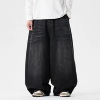 Streetwear vyriškos plačios džinsinės kelnės Harajuku laisvos džinsinės kelnės vyriškos laisvalaikio didelio dydžio džinsinės kelnės vyriškos mados didelis dydis XL juoda