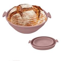 Karščiui atsparus raugo duonos kepimo dubuo Silikoninis duonos fermentavimo krepšelis Duonos gaminimas Round Pink beige