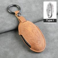 Car Key Case Cover For Hyundai Kona Ev Grandeur GN7 2023 IONIQ 6 Leather Car Key Shell Accessories beige
