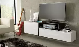 Cama TV spintelė SIGMA 3 180 baltas/baltas blizgus + juodas