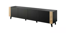 TV spintelė FARO 200x42x52 juodas matinis + ąžuolas craft