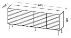 Cama 4D CORTINA komoda 200x40x81 juodas/riešutas