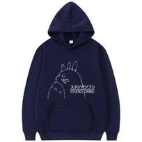 Japonijos anime „Mano kaimyno Totoro Hoodie Studio Ghibli Oversized“ megztiniai, madingi unisex „Kawaii Streetwear“ komiksai, mieli gobtuvai S black