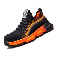 Vyriški plieninių nosių apsauginiai batai: Apsauginiai nuo smūgių, nepraduriami, kvėpuojantys, vasariniai darbo batai 8888-Orange (Clearance);44 black