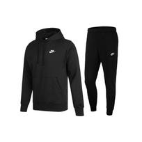 Nike su gobtuvu džemperis ir elastingu rankogaliu sportinės kelnės Laisvalaikio sportinis komplektas Vyriški drabužiai aktyviam laisvalaikiui Juodas BV2655-010+BV2680-010 XXL black