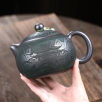 770ml Authentic Yixing Purple Clay Teapots Handmade Xishi Pot Raw Ore Stone Yellow Mud Kettle Zisha Tea Set Drinkware Ornaments gray