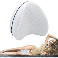 Ergonomic knee pillow for side sleeping, memory foam leg rest pillow, Cream CUSHION