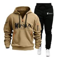 Vyriškas rudens ir žiemos golfo kostiumas + stilingi ir patogūs lauko sportiniai drabužiai ir dviejų dalių kelnių komplektas L beige