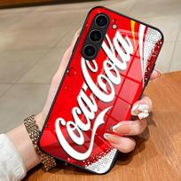 C-COCA Logotipas C-COLAS Telefono dėklas Samsung S26 S25 Edge Ultra S23 S22 S21 S20 Ultra Plus S24 Fe A54 A53 A25 Stiklinis dangtelis Samsung S22 white