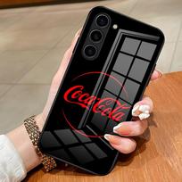 C-COCA Logotipas C-COLAS Telefono dėklas Samsung S26 S25 Edge Ultra S23 S22 S21 S20 Ultra Plus S24 Fe A54 A53 A25 Stiklinis dangtelis Galaxy S26 gray