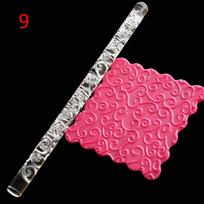21 Styles Hot Sell Acrylic Fondant Cake Impression Rolling Pin Embossing Pastry Roller Baking Tools pink