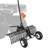 VEVOR 122 cm Traukiamasis kraštovaizdžio grėblys, Traukiamasis vejos akmenų grėblys ATV, vejapjovėms, traktoriams, 24 patvarūs plieniniai dantys, reguliuojamas aukštis ir kampas
