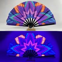 Mushroom Vibrant Neon Psychedelic Fan 13inch UV Reactive Glow Fan  Gift for Fan Collectors Style 14