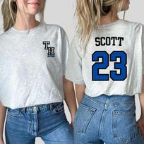 TREE HILL RAVENS Scott  Tshirt Front and Back Print Shirt One Tree Hill Shirts Nathan Scott Tee North Carolina Tops 4XL gray