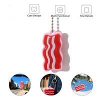 Bacon Shaped Fidget Clicker Keychain 3D Printing Lightweight Funny Accessory for Backpack Daily Use Decor A2 gray