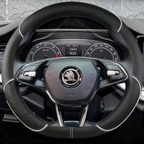 Rankomis siūta automobilio vairo apdangalas Skoda Karoq sport Karoq Scala 2024   Pasidaryk pats minkšta zomšinė oda Automobilio interjeras balta