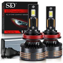 2 vnt. H7 LED priekinių žibintų lemputės 60000Lm 140W H4 H1 LED H11 Automobilio lempa Didelės galios 9005 HB3 9006 HB4 Canbus CSP lustai Dvigubi variniai vamzdeliai Priekinis žibintas 6000K Baltas H11/H8/H9 gray