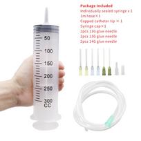 100-550 ml didelės švirkštos su vamzdeliu skysčiams, plastikinės švirkštos su antgalio dangteliu klijų dozavimui, laistymui, papildymui, šėrimui