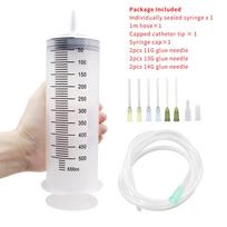 100-550 ml didelės švirkštos su vamzdeliu skysčiams, plastikinės švirkštos su antgalio dangteliu klijų dozavimui, laistymui, papildymui, šėrimui