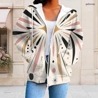 Women Plus Size Zip Up Hoodie Long Sleeve Floral Printed Hooded Sweatshirt With Pockets 5XL