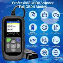 V119 OBD2 Skeneris: Automobilio diagnostikos įrankis su įtampos testu ir USB maitinimu, nuskaito/ištrina kodus EOBD/CAN OBD2 transporto priemonėms black