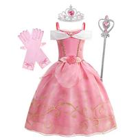 Mergaitės Aurora Princesės Suknelė Mergaitės Rožinė Iškilminga Gimtadienio Šventė Role Miegojanti Gražuolė Kostiumas Kaukė Karnavalas Cosplay Apsirengimas 7-8Y (Size 140) white