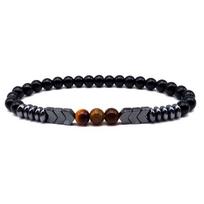 Trendy Natural Matte Black Onyx Tiger Eye Beads Strand Bracelet Arrow Hematite Stone Bracelet Best Gift Buddha Jewelry black