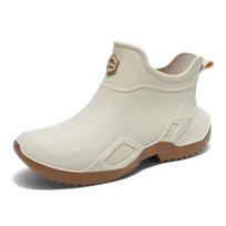 Men's casual sports shoes, large-sized breathable chef men's shoes, outdoor rain boots, waterproof and anti-slip rain boots 38 beige