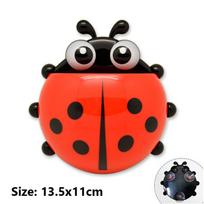 1/2PCS Bathroom Cartoon Toothbrush Holder Cartoon Animal Ladybug Insect Toothpaste Wall Suction Holder Rack Bathroom Organizer 1 PCS raudona