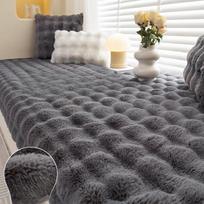Soft Rabbit Plush Carpet for Bay Window Sofa Living Room Coffee Table Floor Mat Bedroom Bedside Mat Balcony Cushion Blanket 70*150cm gray