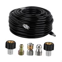 Drain Cleaning Kit for Pressure Washers, Hose, Garden Accessory, Flexible, Style D black