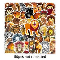 50 Lion Graffiti Cartoon Animal Stickers for Skateboards, Phone Cases, and Luggage - Waterproof DIY Decoration for Kids orange