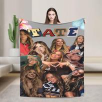 Miss Possessive Tour Tate McRae Blankets Quality Soft Warm Throw Blanket Winter Girls Boys Bedroom Street Trend Bedspread Size: 75*100cm, Weight: 230 GSM brown