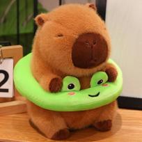 22Cm Cute Capybara Plush Toy With Swimming Circle Doll  Dress-Up Capybara Gift Featuring Rabbit  Frog Designs orange