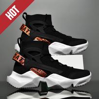 Running Shoes Casual High Top Men Sports Tenis Ankle Boots Breathable Lightweight Men Comfortable Athletic Nonskid Sock Sneakers 39 juoda